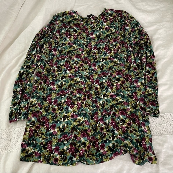 J Jill Plus XL Floral Tunic Top Tunic Shirt Black stretchy high-low - Picture 4 of 6